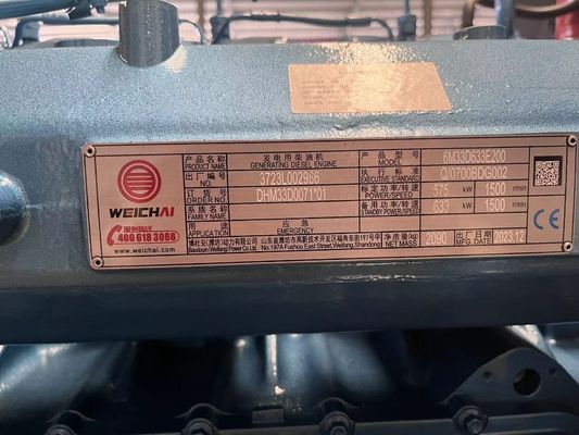 サイレントスピーカー 50HZ ワイチャイ 500KW ディーゼル発電機セット 水冷却システム